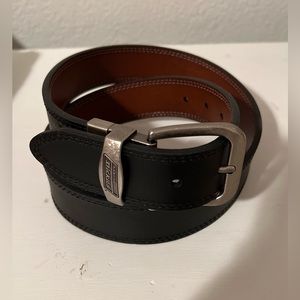 Dickies Heavy Duty Leather Belt Black Or Brown Reversible Size34 Silver Buckle